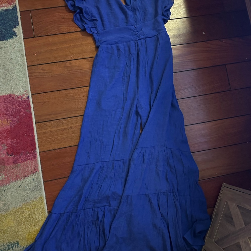 Elegant Bell Bottom Blue Jumpsuit